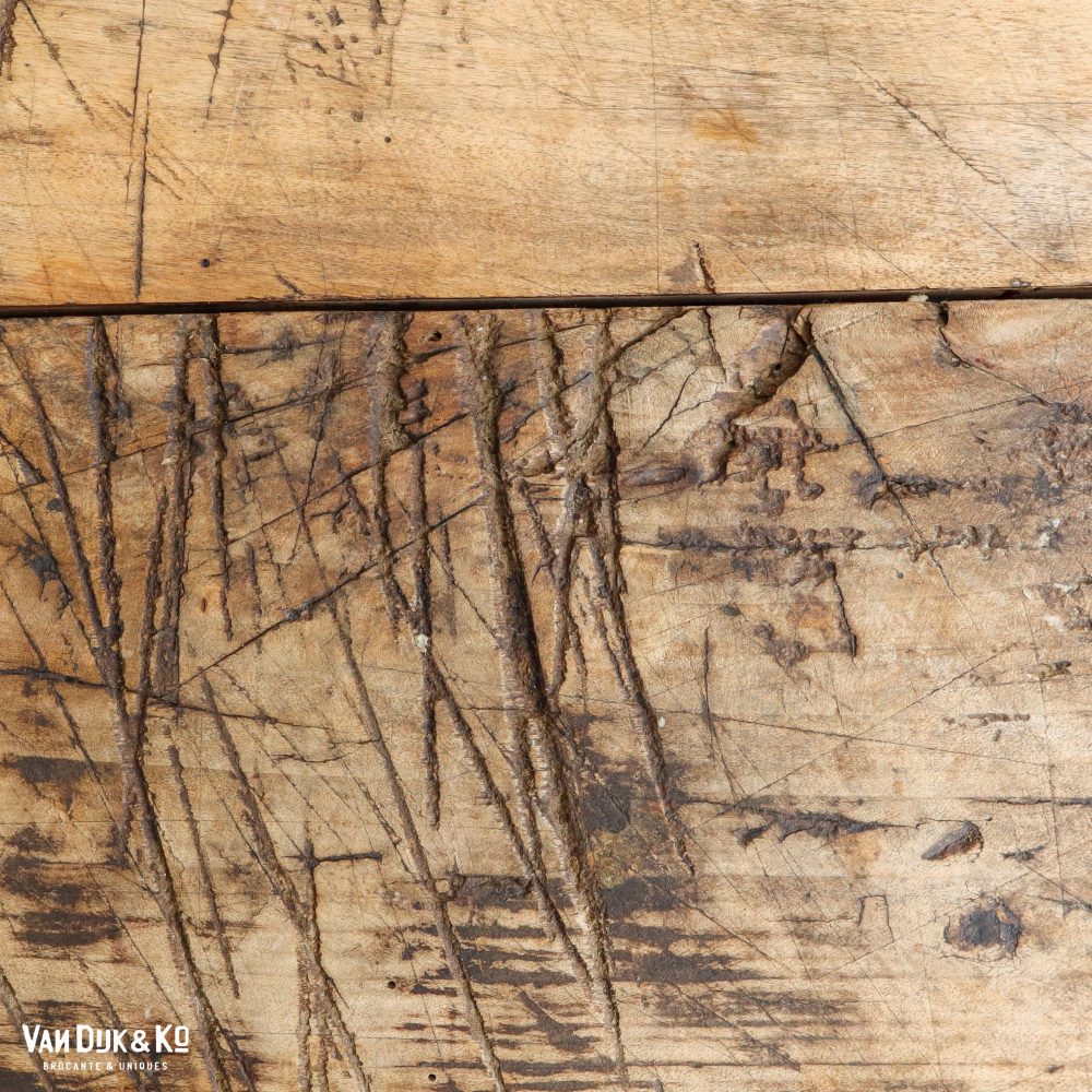 Industriële tafel met houten blad - Afbeelding 5