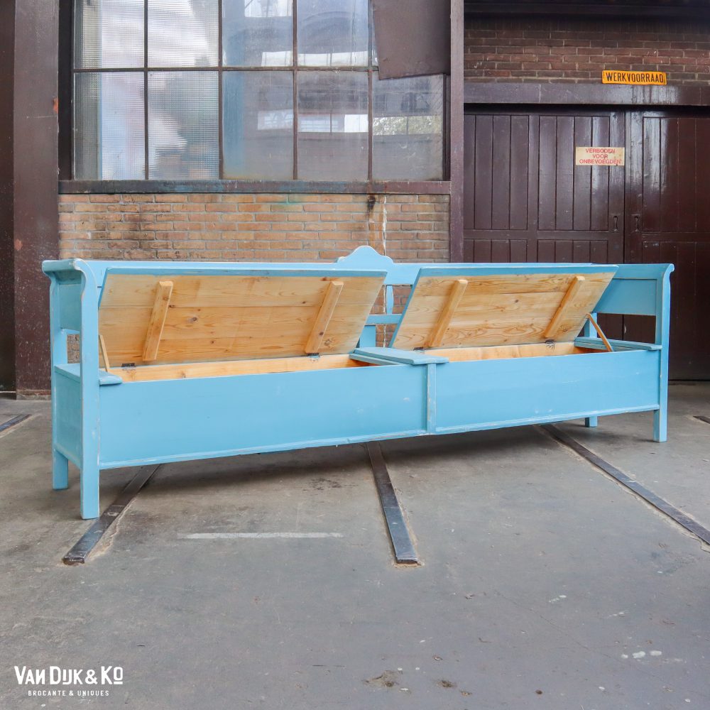 Lange blauwe klepbank - Afbeelding 2