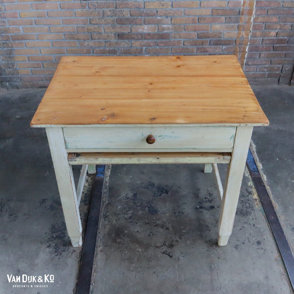 Brocante tafeltje met lade - Afbeelding 3