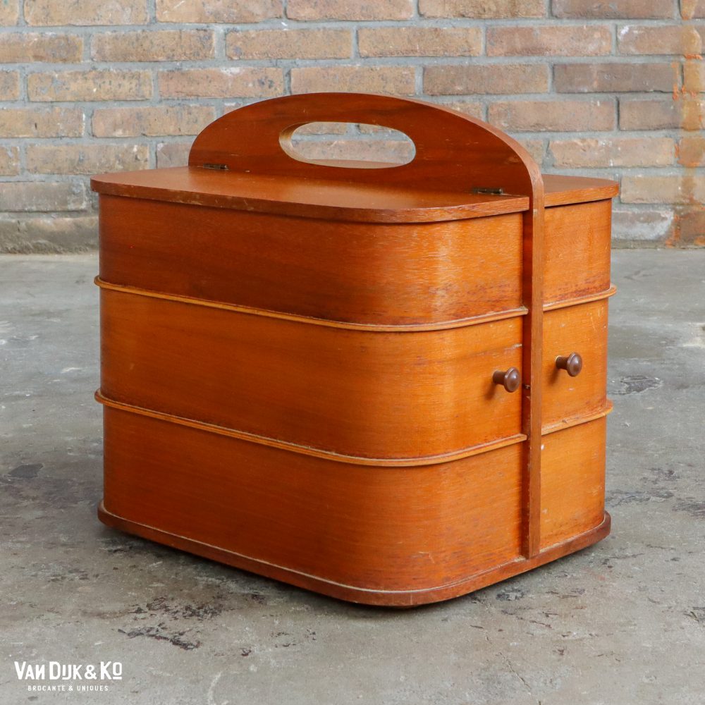 Mid-century houten naaidoos