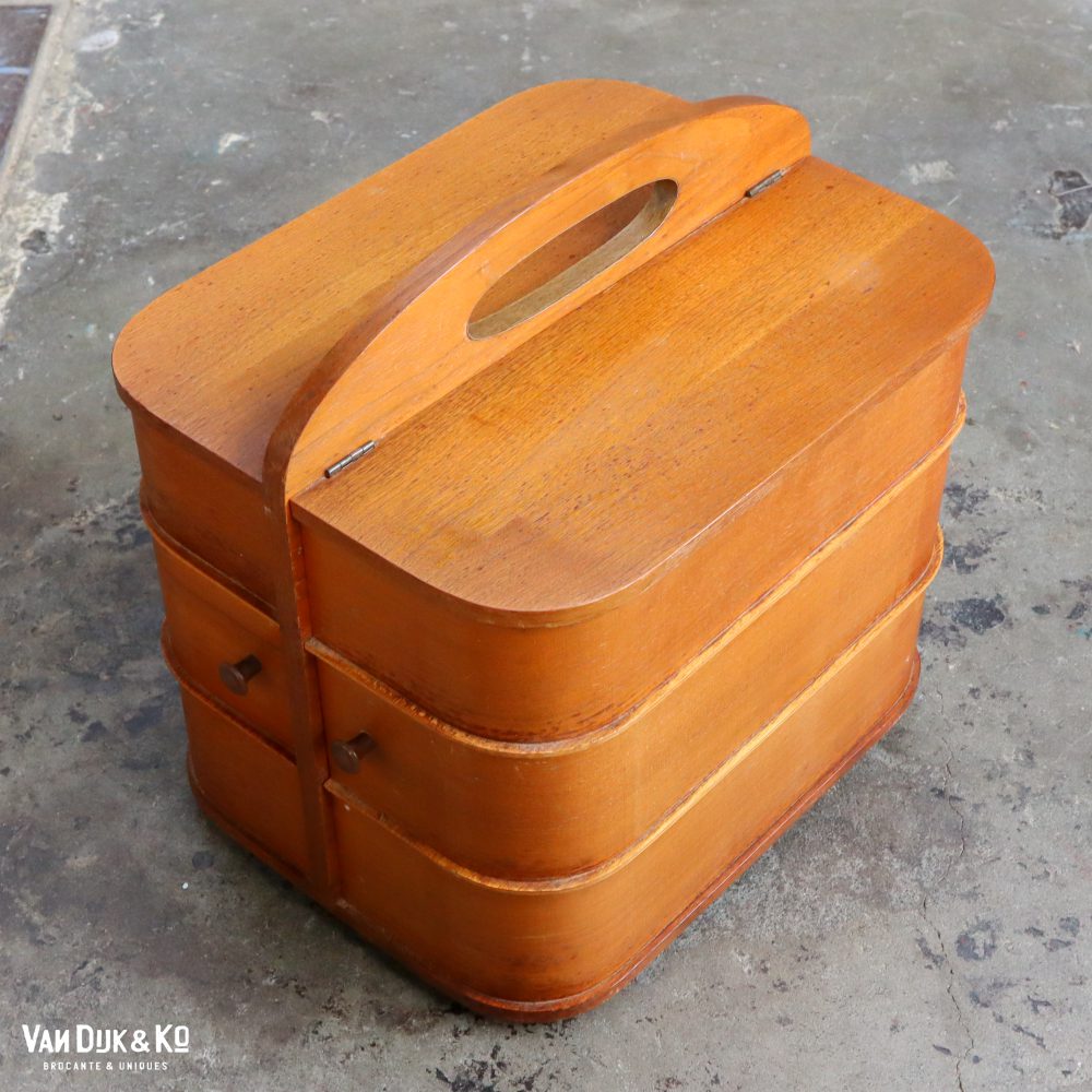 Mid-century houten naaidoos - Afbeelding 3