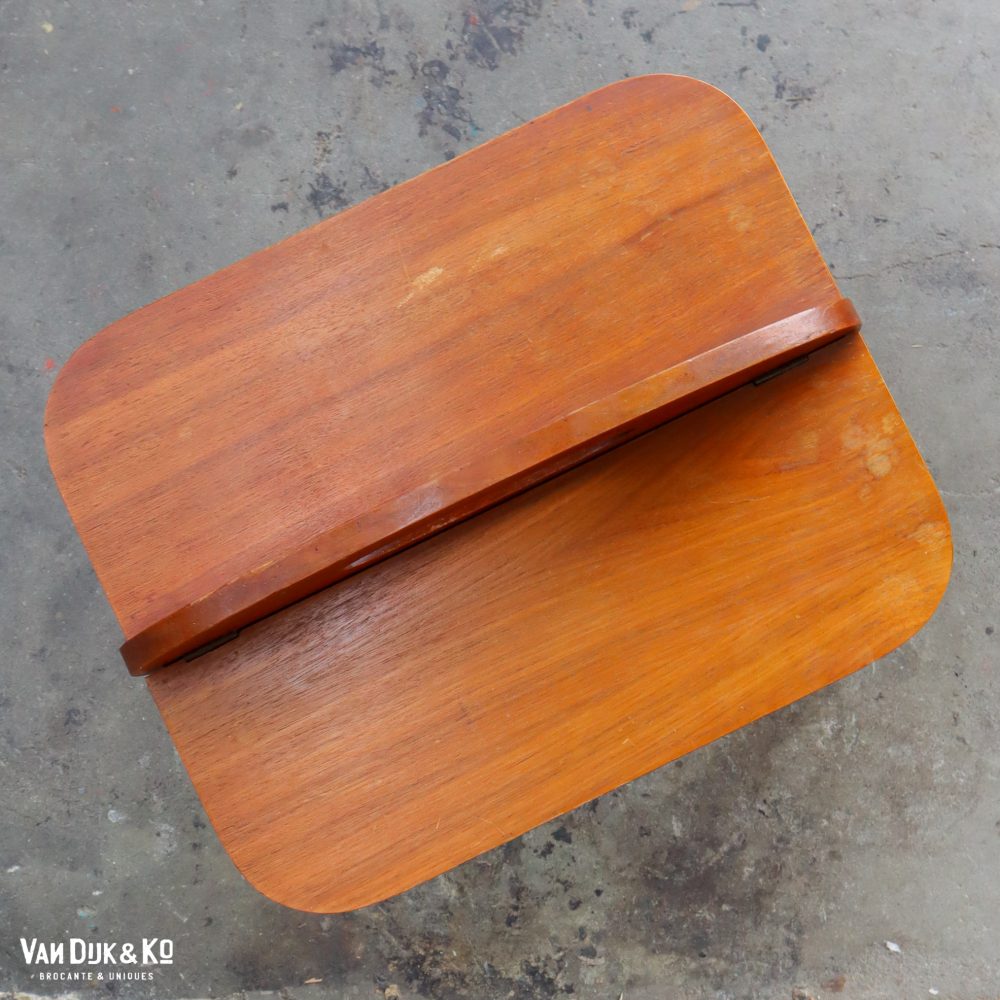 Mid-century houten naaidoos, op poten - Afbeelding 4