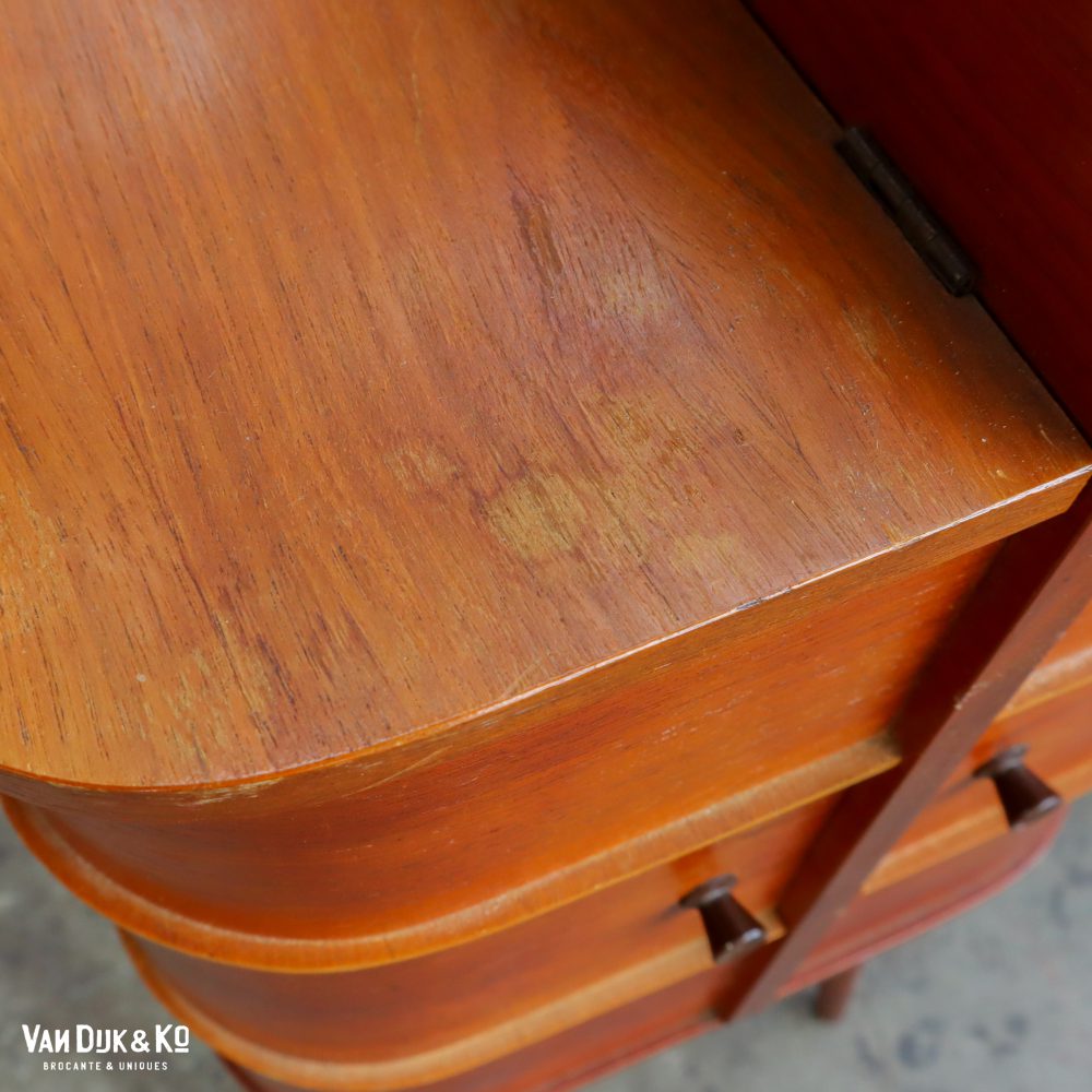 Mid-century houten naaidoos, op poten - Afbeelding 3