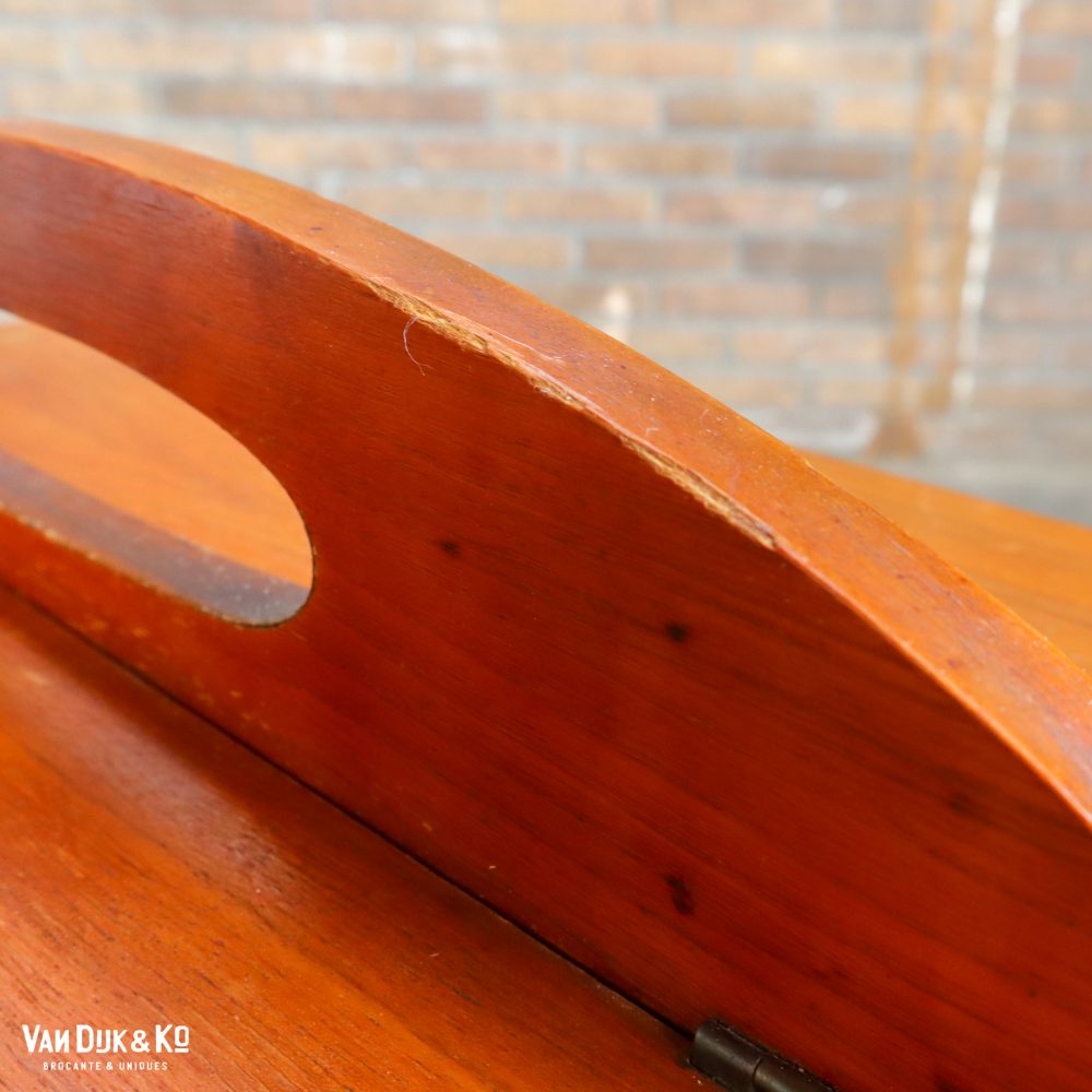 Mid-century houten naaidoos, op poten - Afbeelding 5