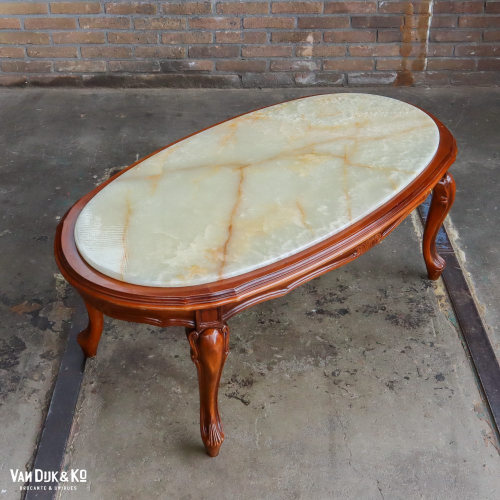 Houten salontafel met marmeren blad - Afbeelding 2