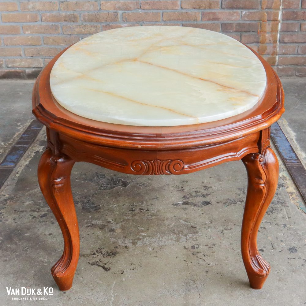 Houten salontafel met marmeren blad - Afbeelding 3