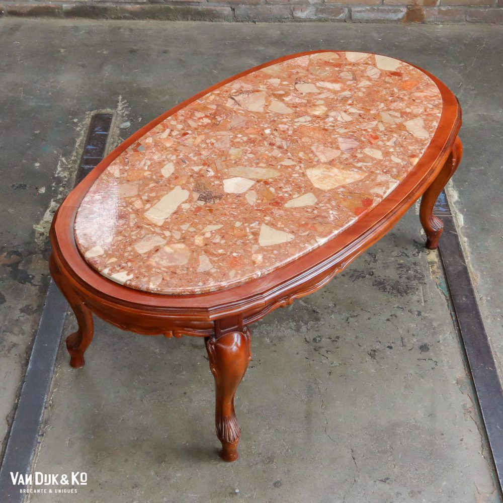 Houten salontafel met marmeren blad - Afbeelding 2