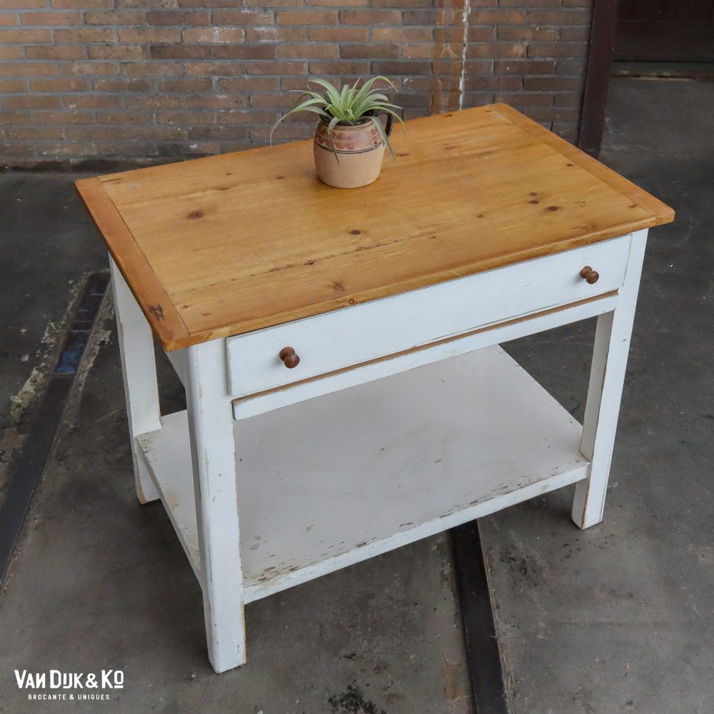 Brocante tafeltje met la - Afbeelding 2