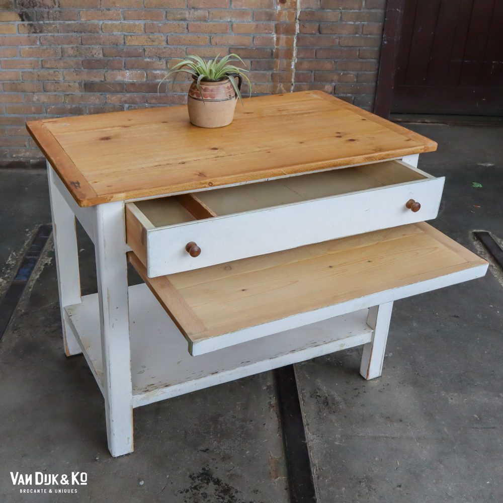 Brocante tafeltje met la - Afbeelding 3