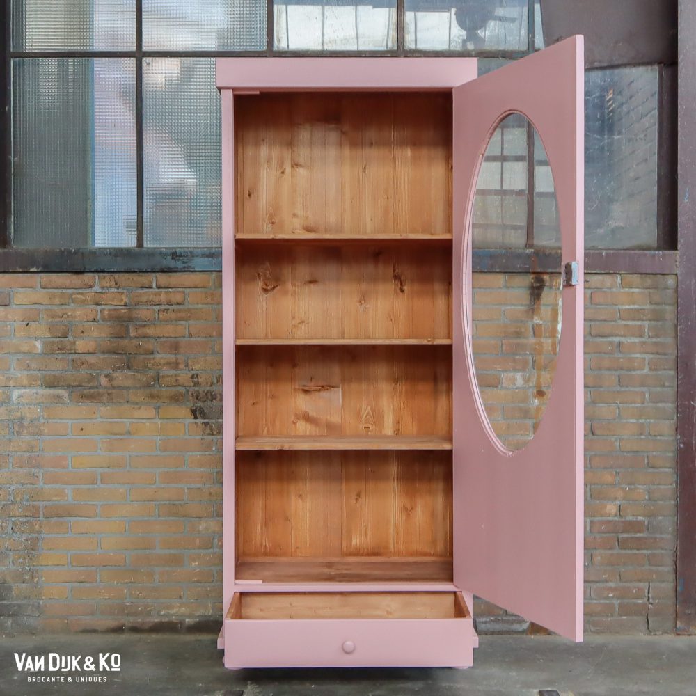 Roze eendeurs vitrinekast - Afbeelding 2