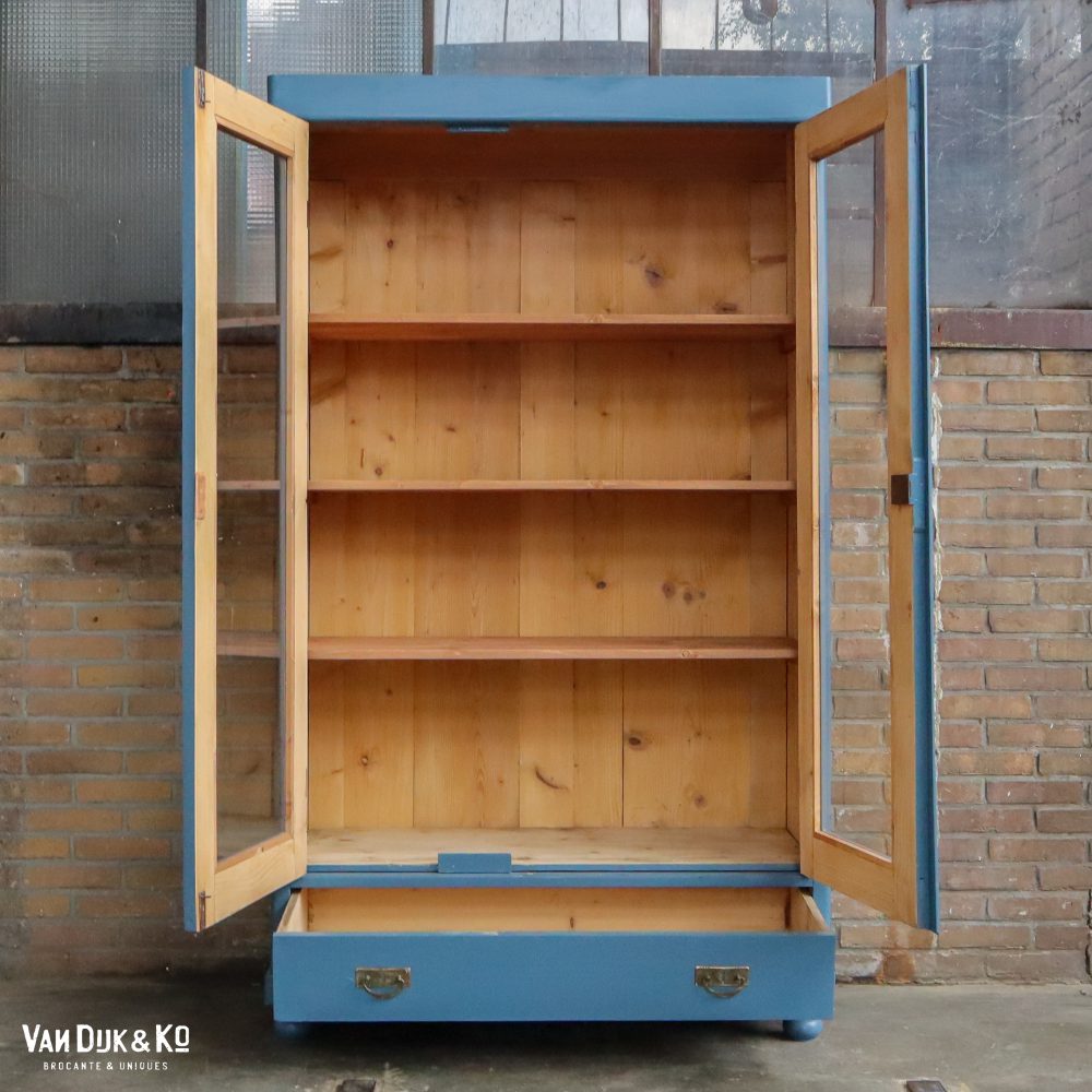 Blauwe vitrinekast - Afbeelding 3