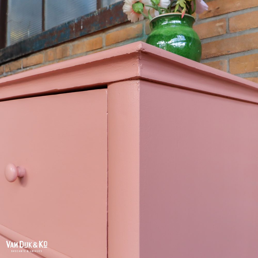 Brocante roze commode - Afbeelding 3