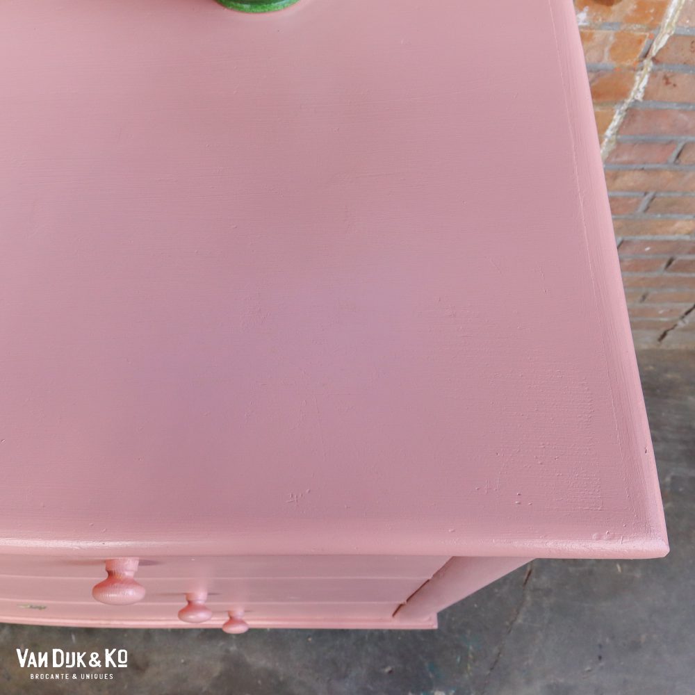 Brocante roze commode - Afbeelding 5