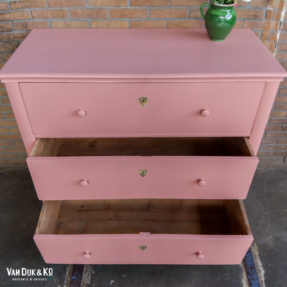 Brocante roze commode - Afbeelding 6