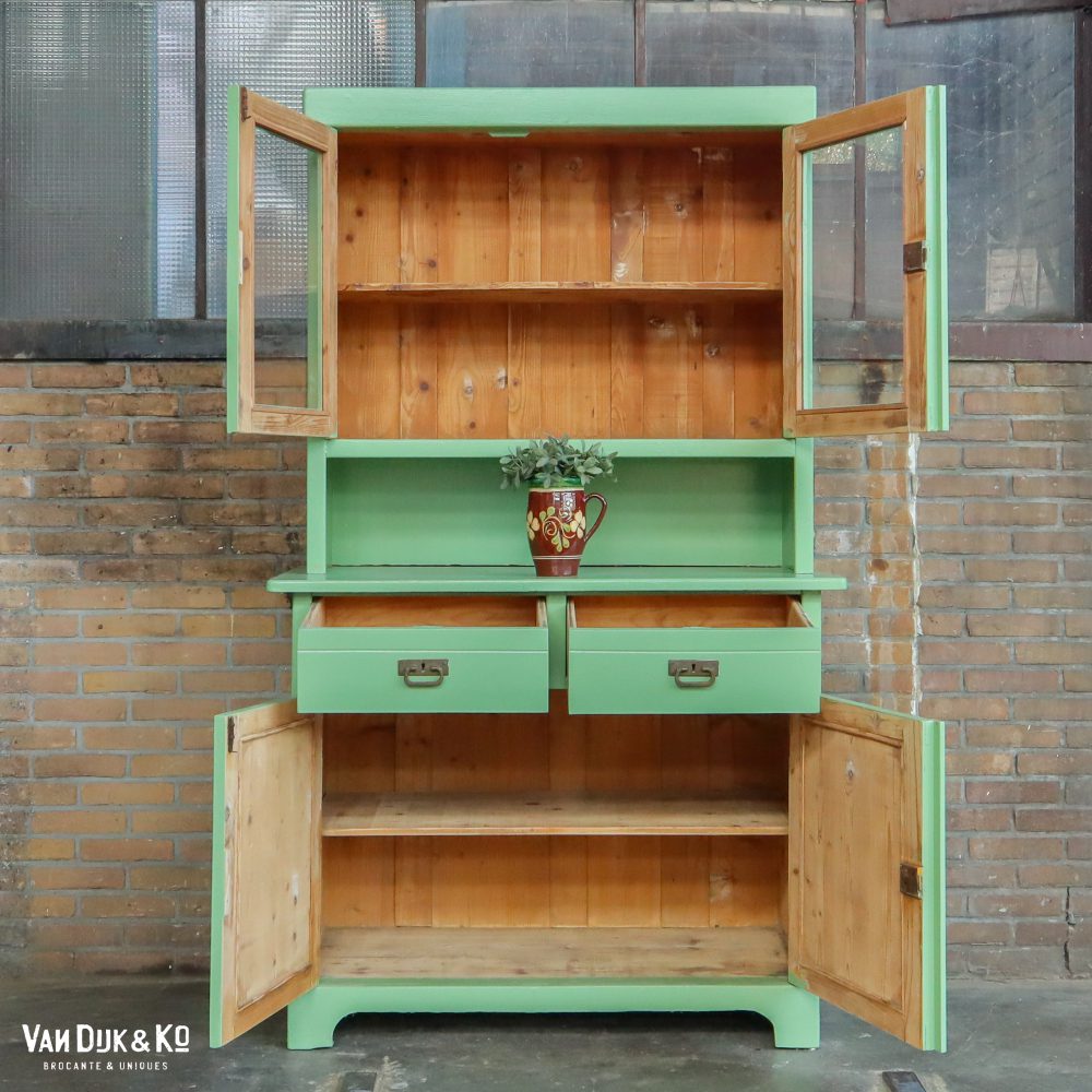 Groene brocante buffetkast - Afbeelding 3