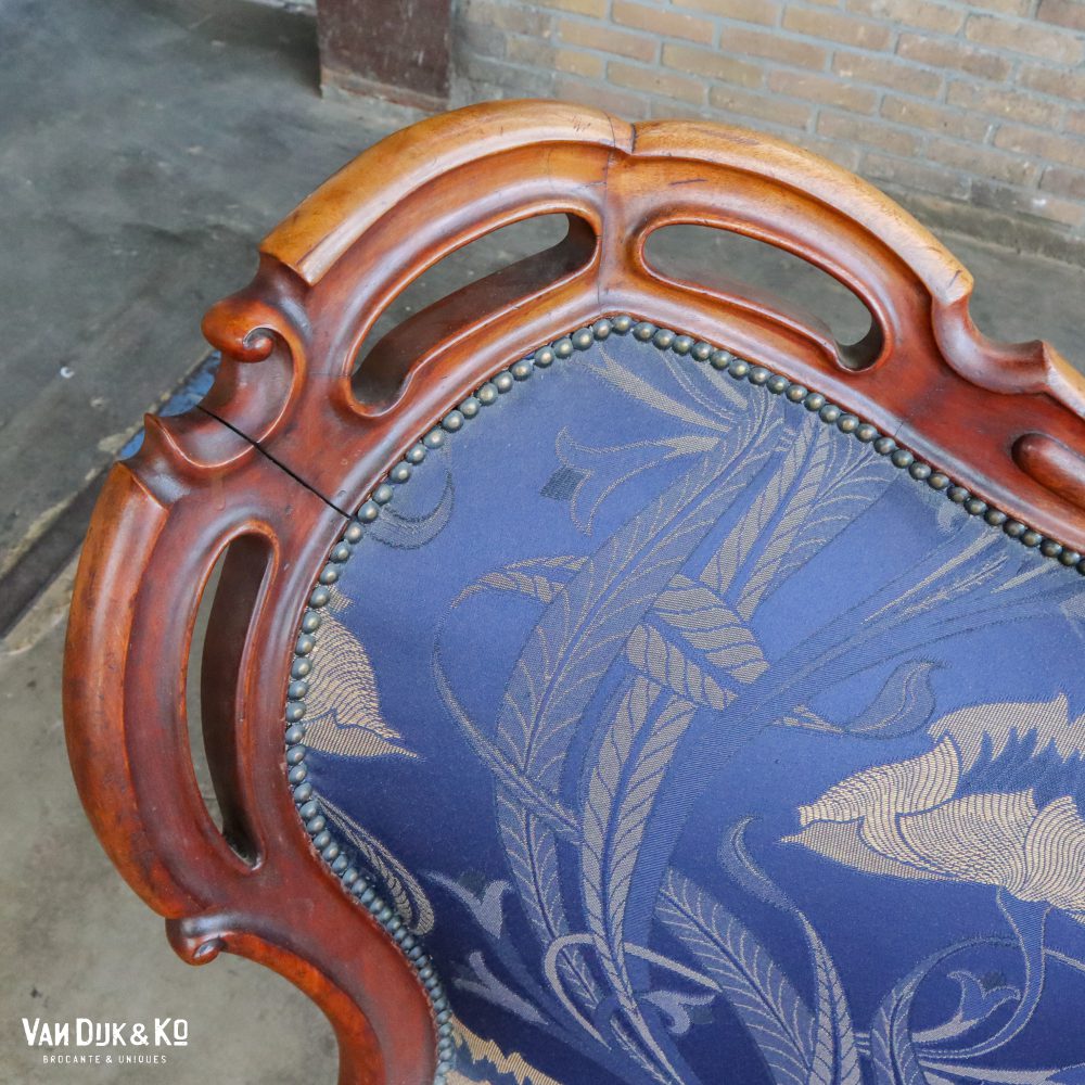 Brocante blauwe loveseat - Afbeelding 4