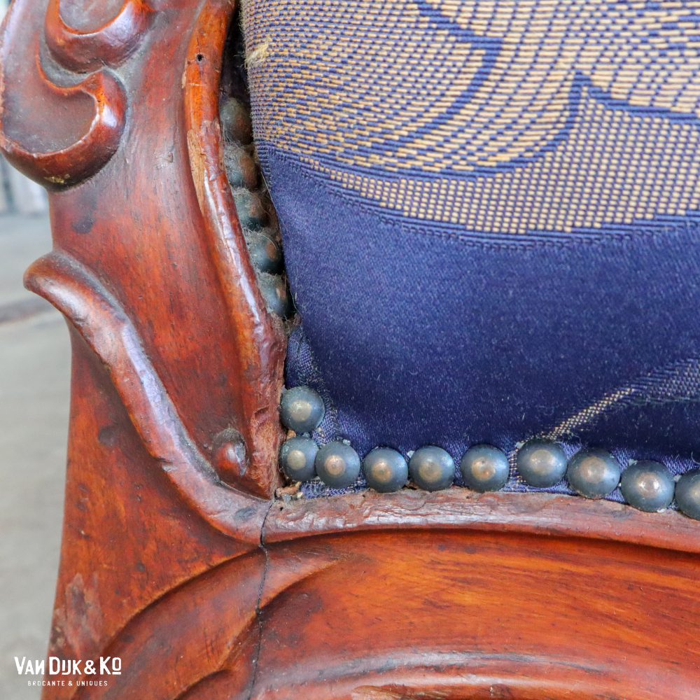 Brocante blauwe loveseat - Afbeelding 5