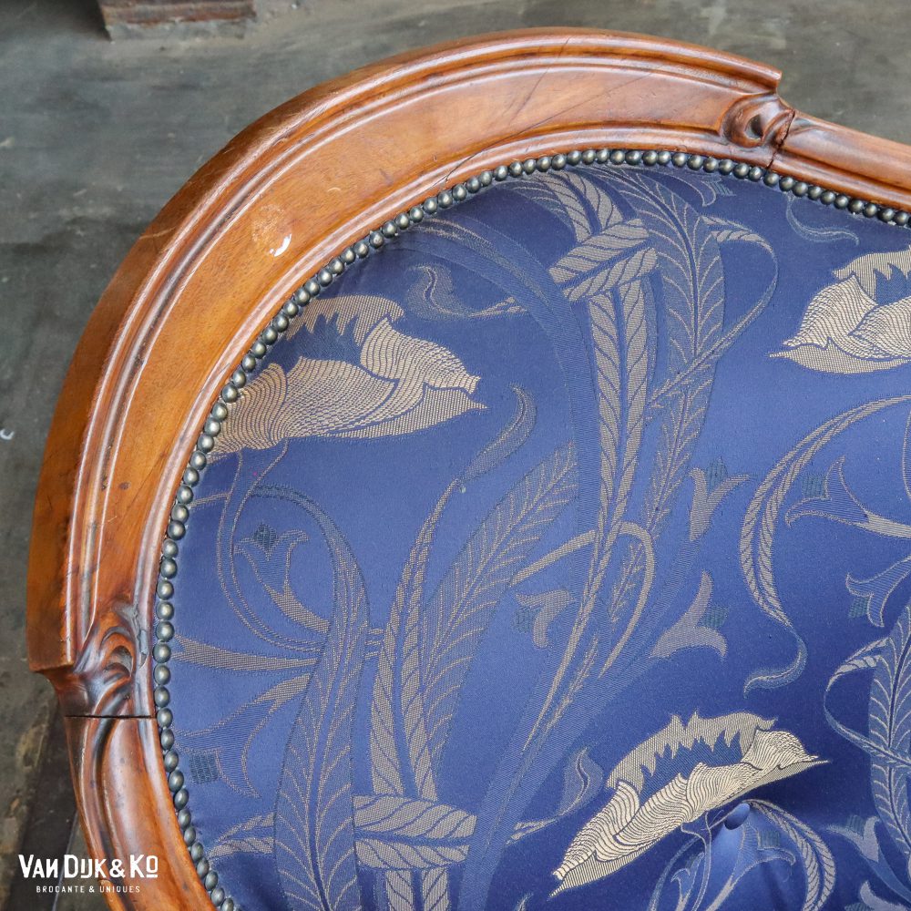 Blauwe brocante sofa - Afbeelding 3