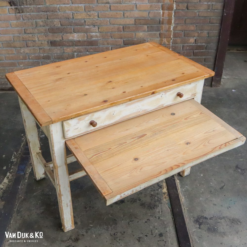 Brocante bureautje met grote la - Afbeelding 5