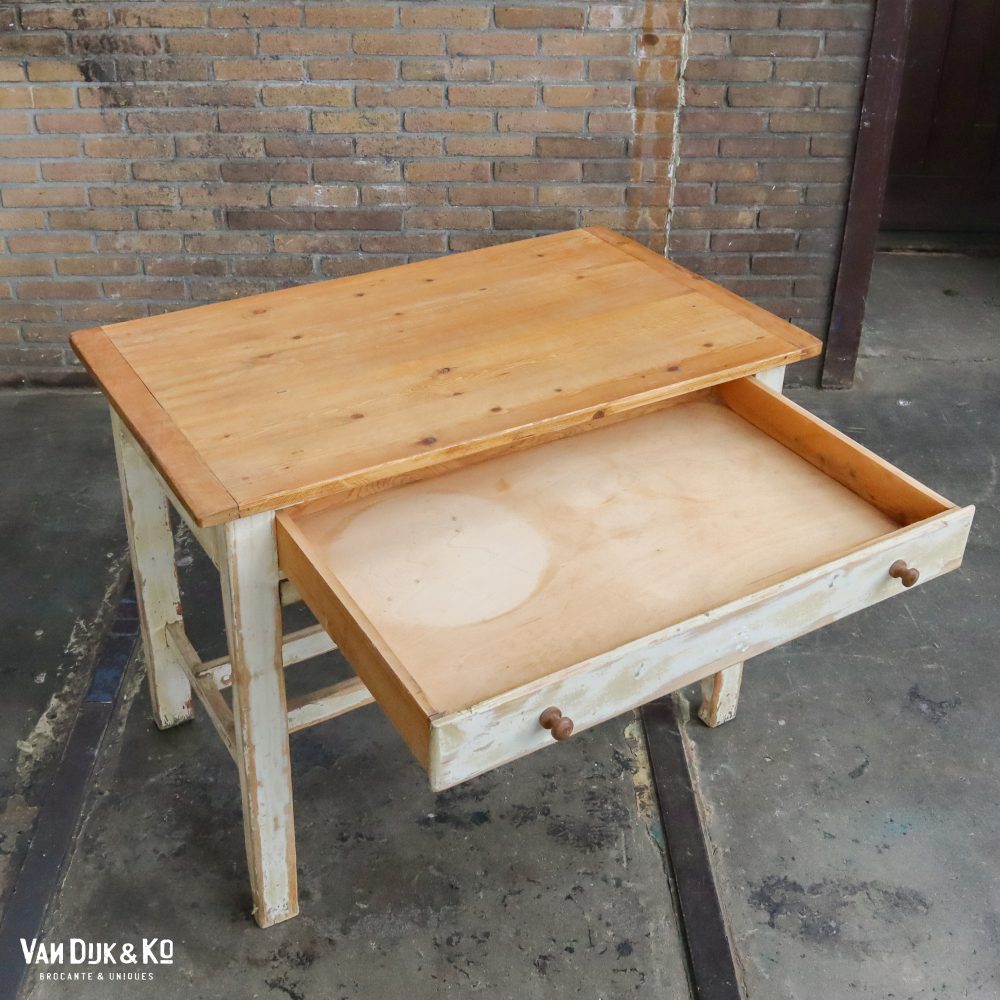 Brocante bureautje met grote la - Afbeelding 4