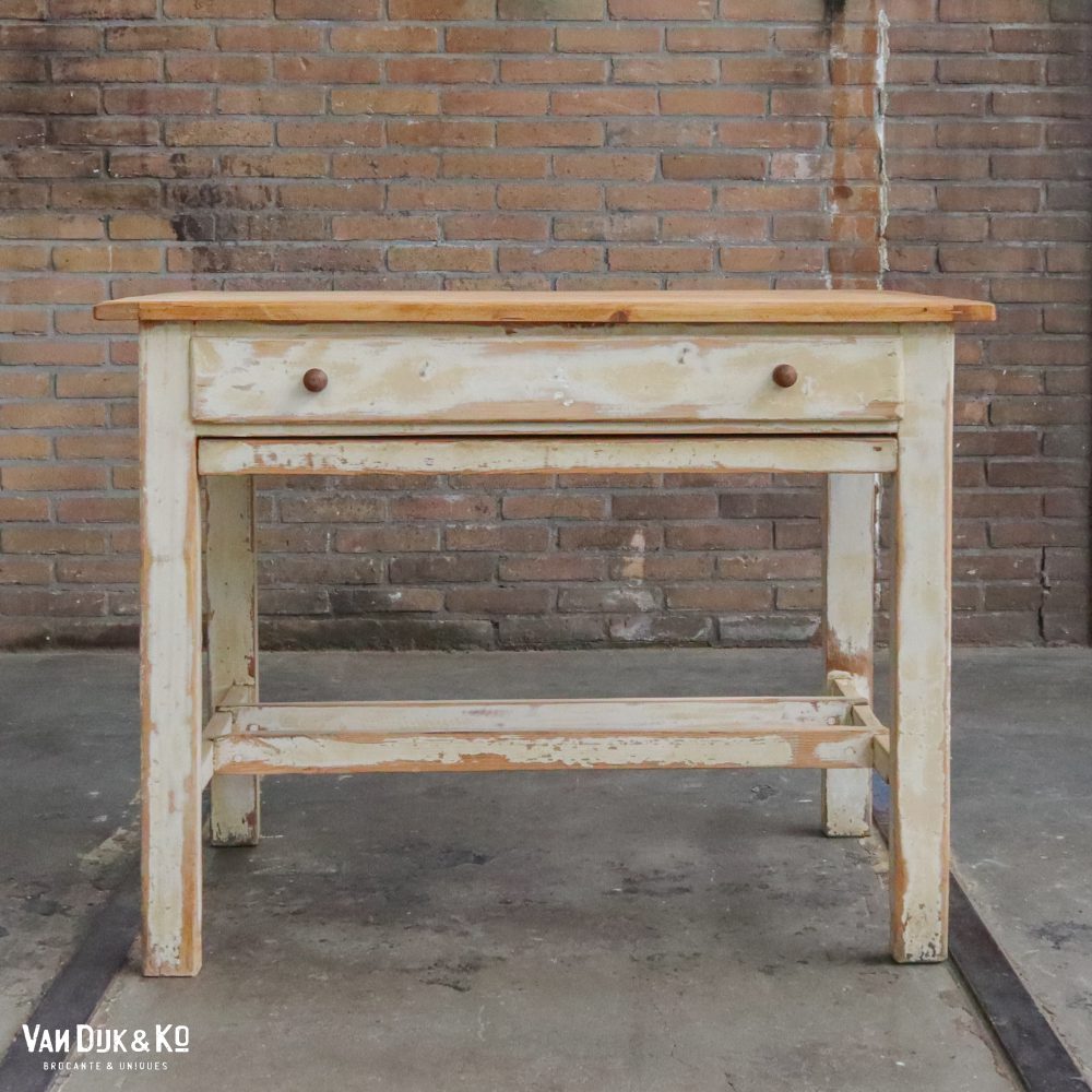 Brocante bureautje met grote la - Afbeelding 2