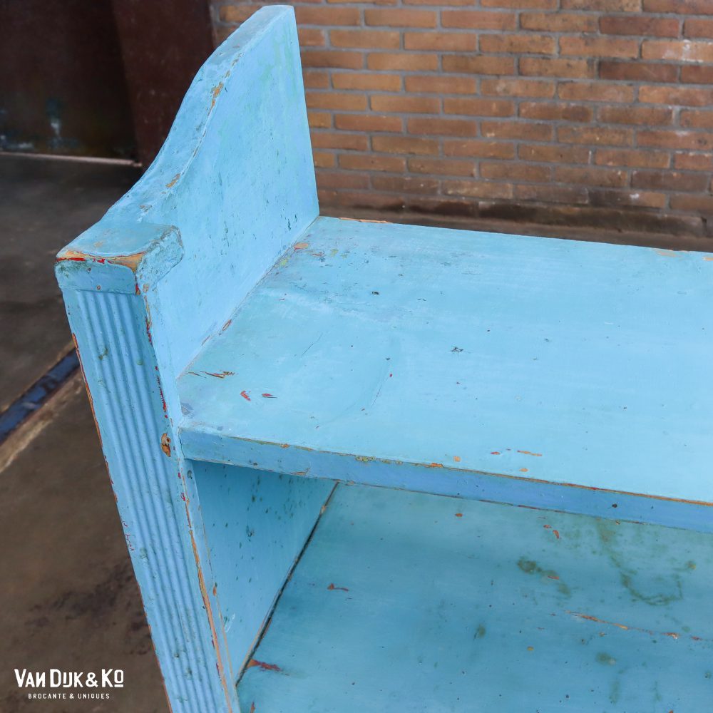 Brocante blauw boekenrek - Afbeelding 3