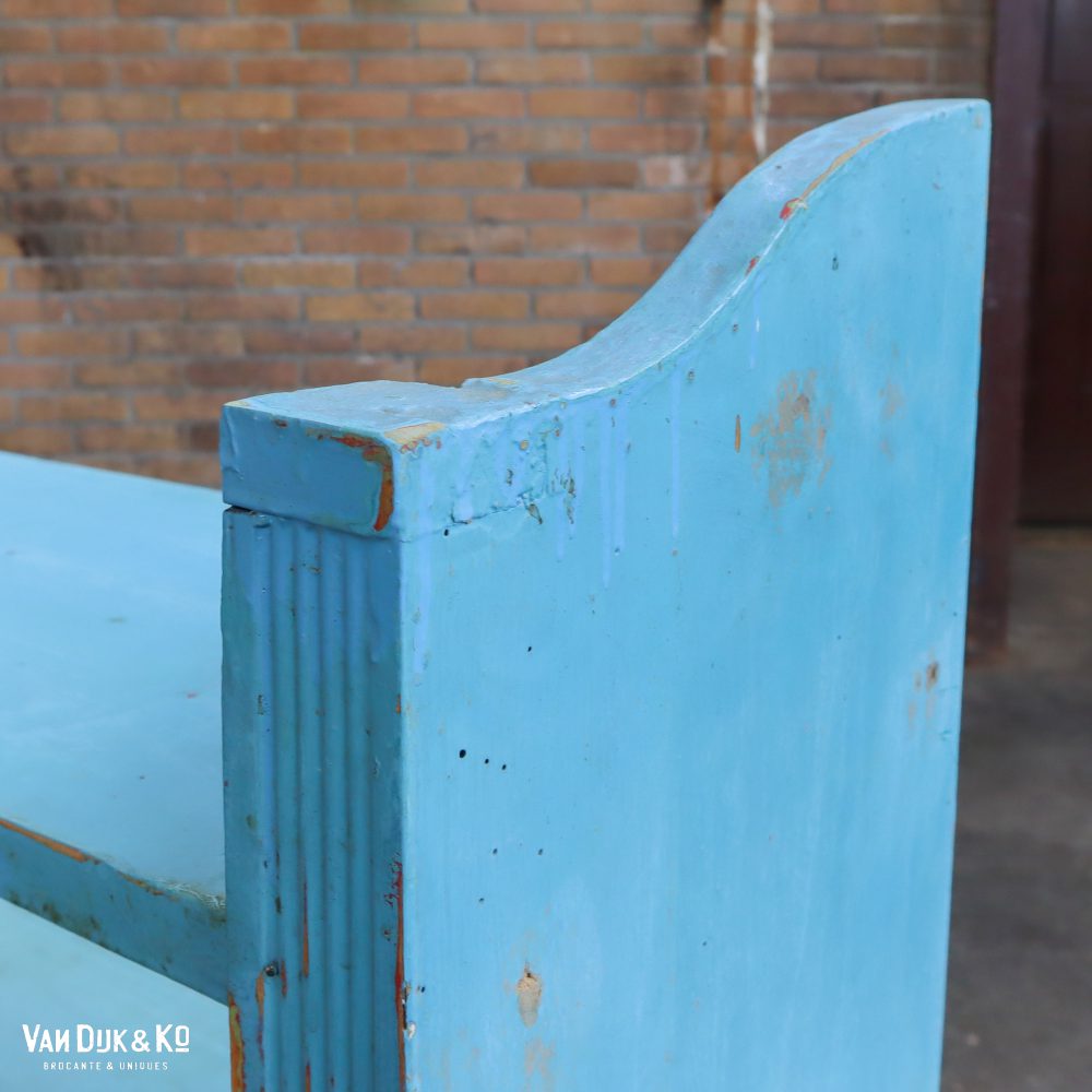 Brocante blauw boekenrek - Afbeelding 4