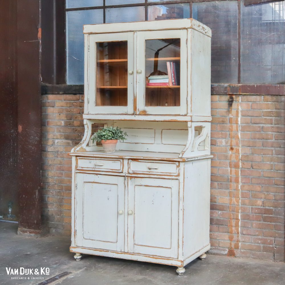 Brocante witte buffetkast - Afbeelding 2