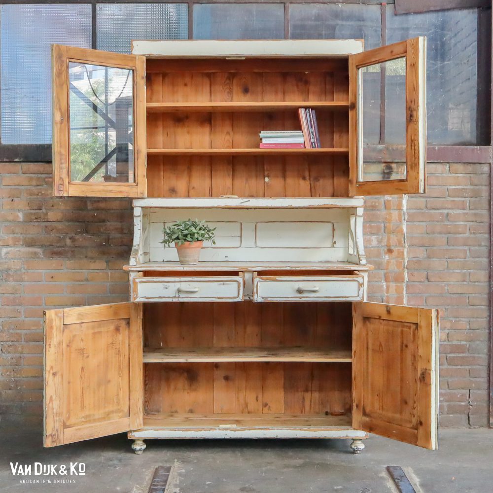 Brocante witte buffetkast - Afbeelding 3