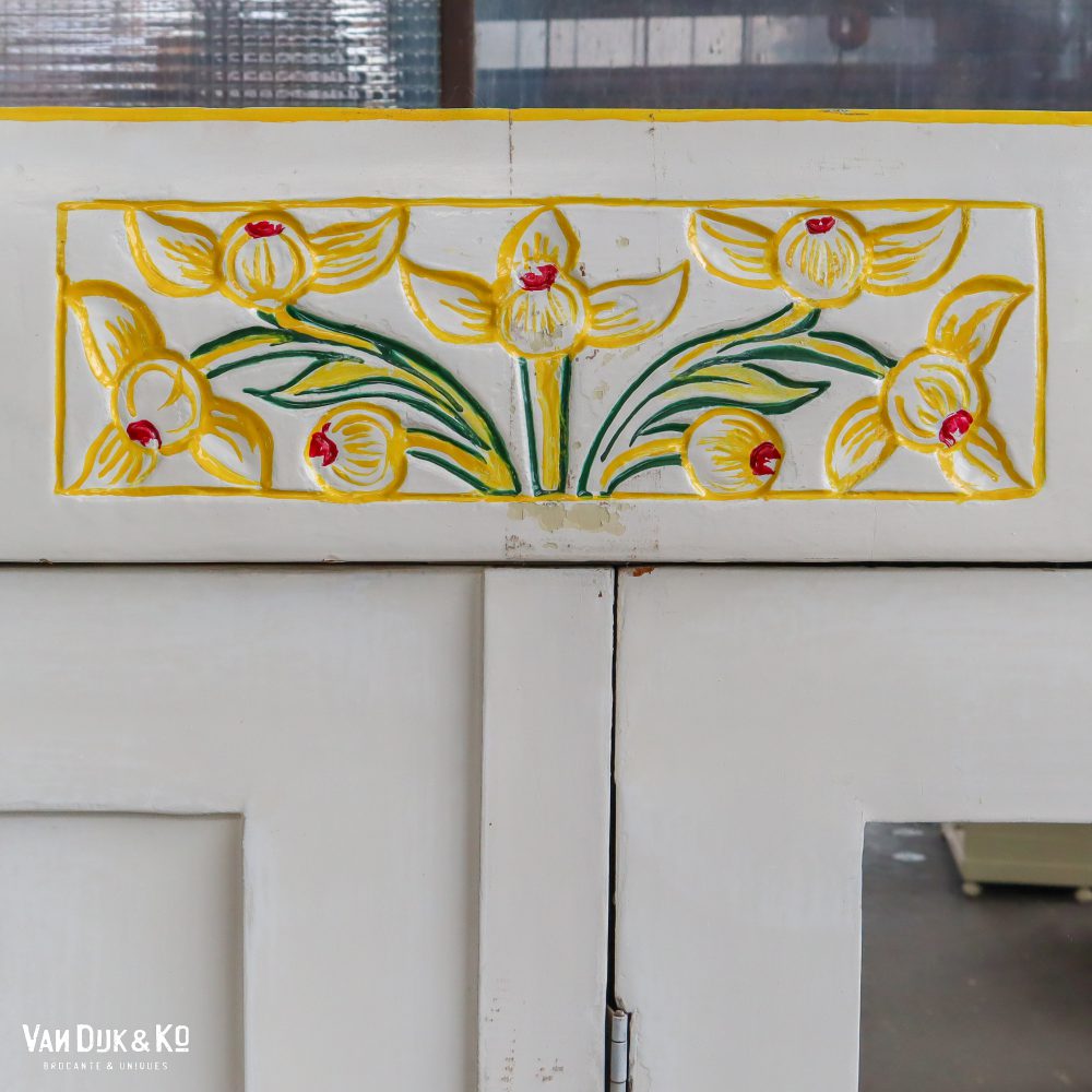 Brocante kledingkast met spiegel - Afbeelding 7