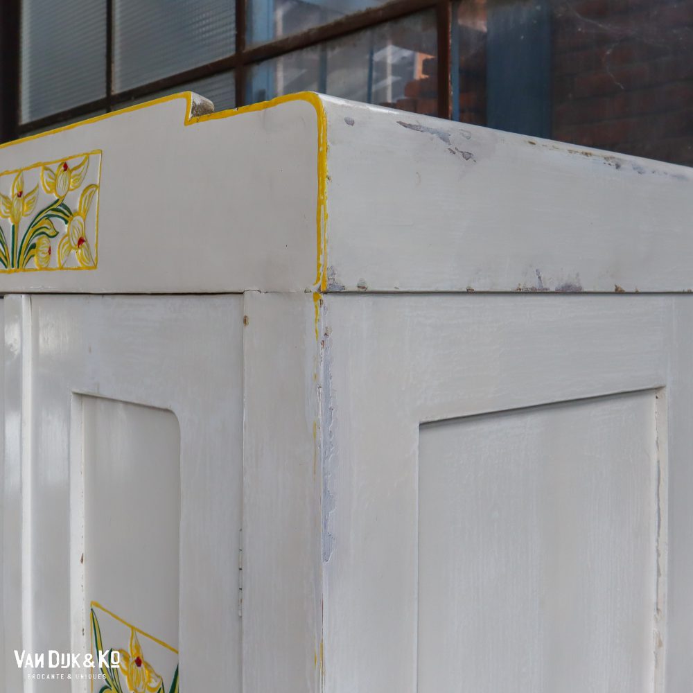 Brocante kledingkast met spiegel - Afbeelding 5