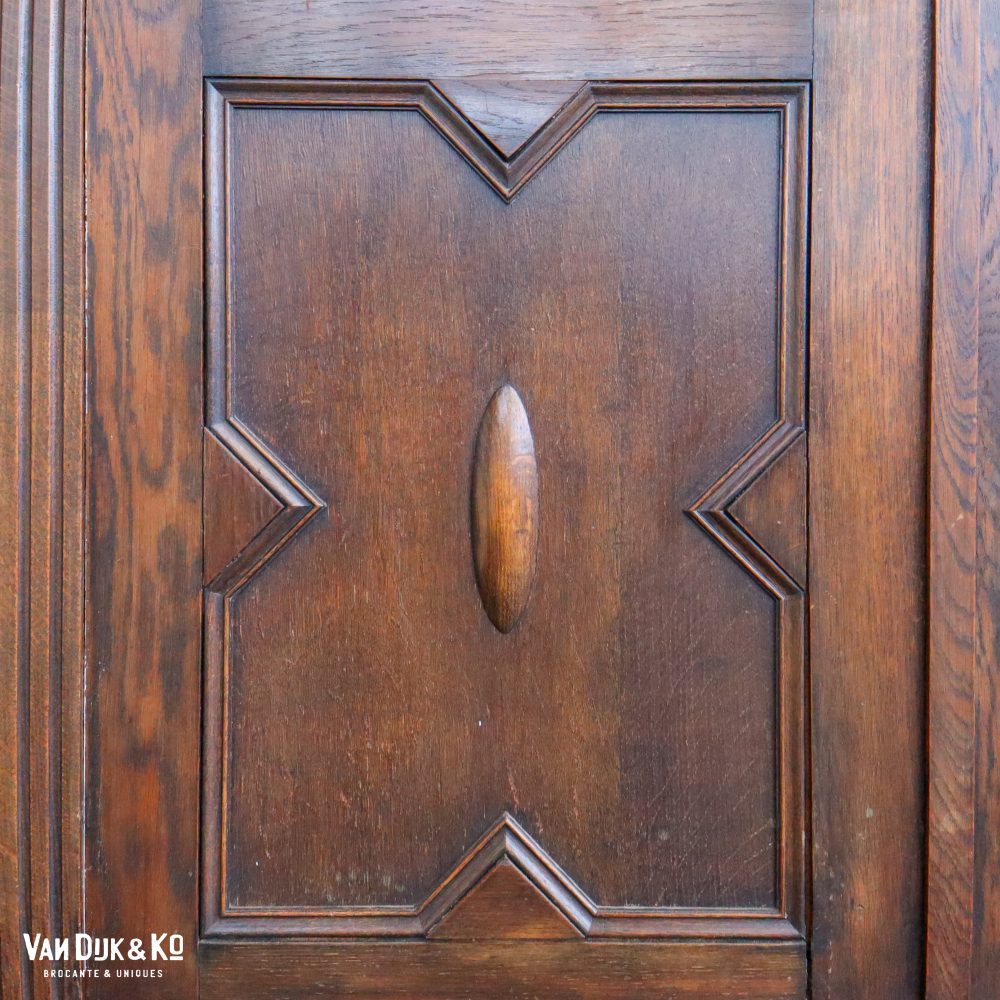 Antieke vitrinekast met glas in lood - Afbeelding 7
