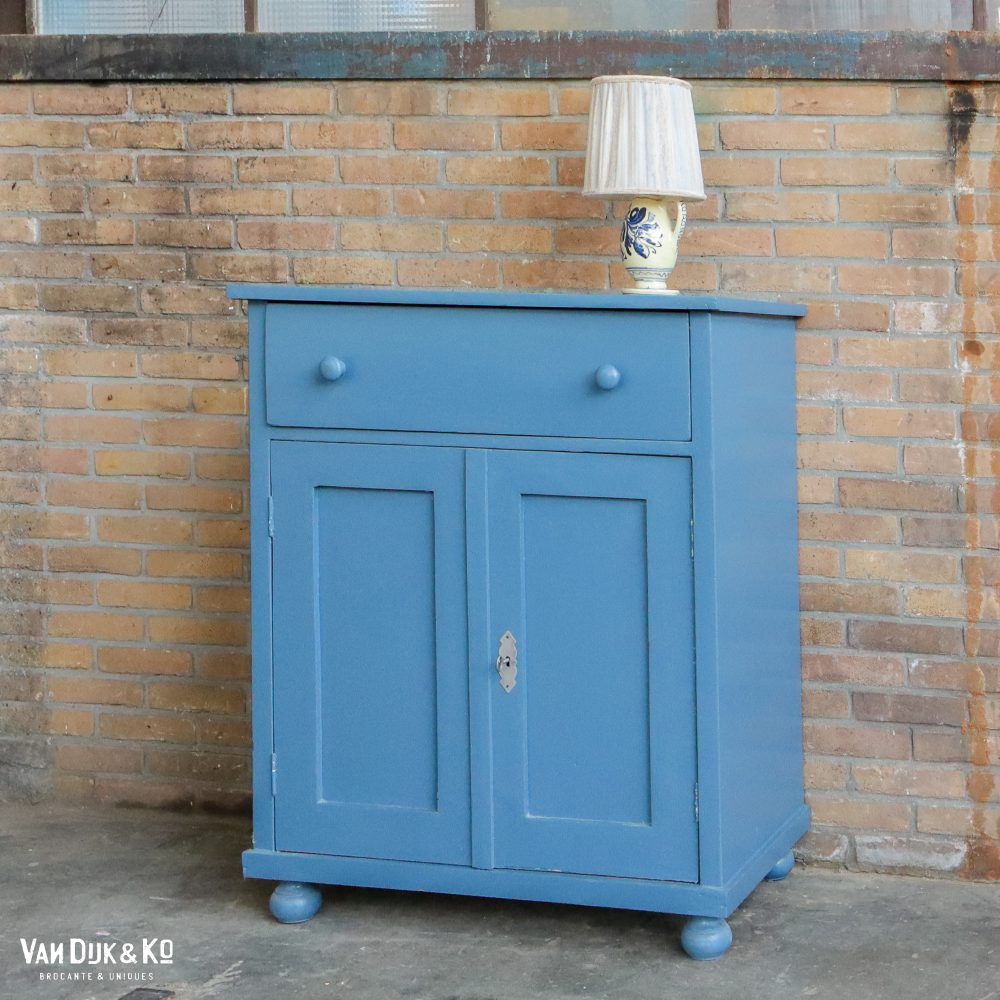 Brocante blauwe commode - Afbeelding 2