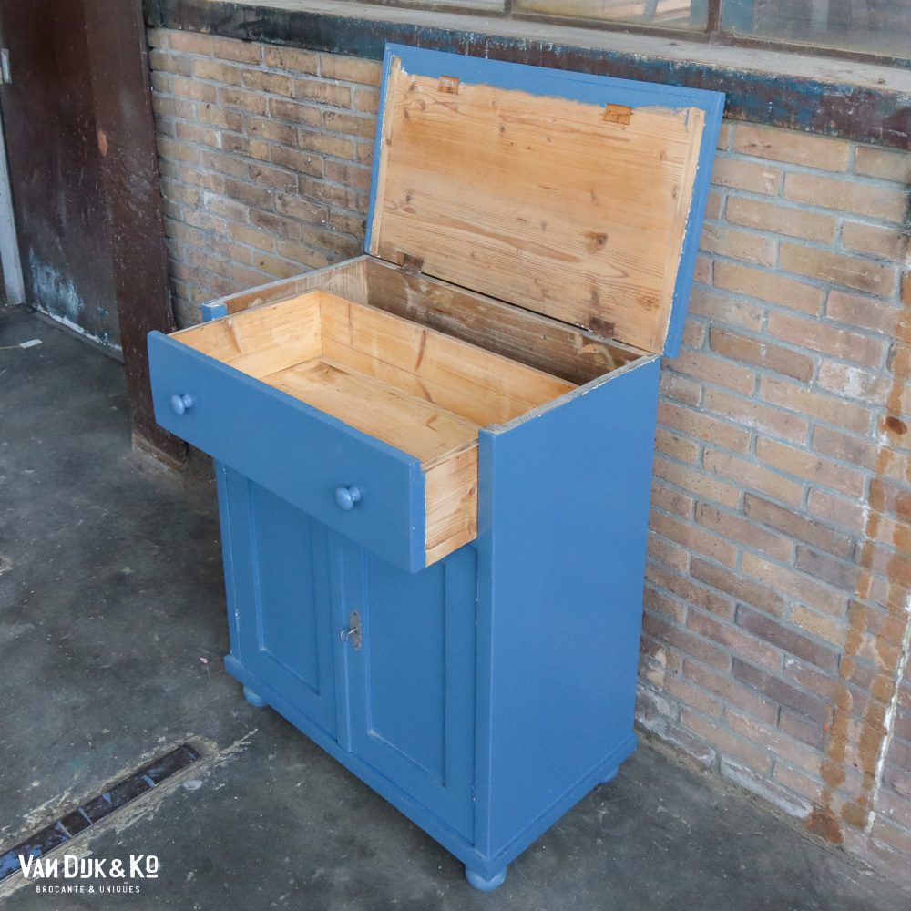 Brocante blauwe commode - Afbeelding 5