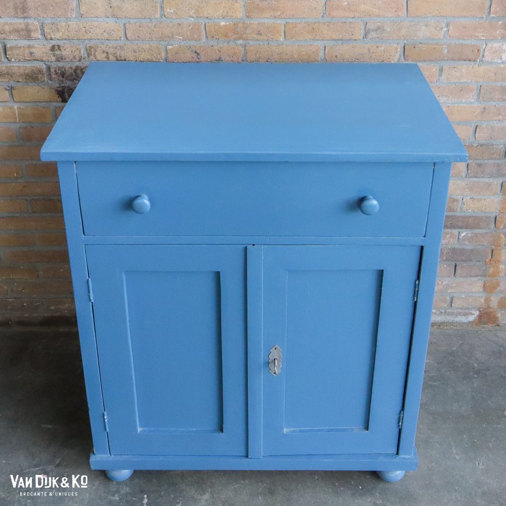 Brocante blauwe commode - Afbeelding 3