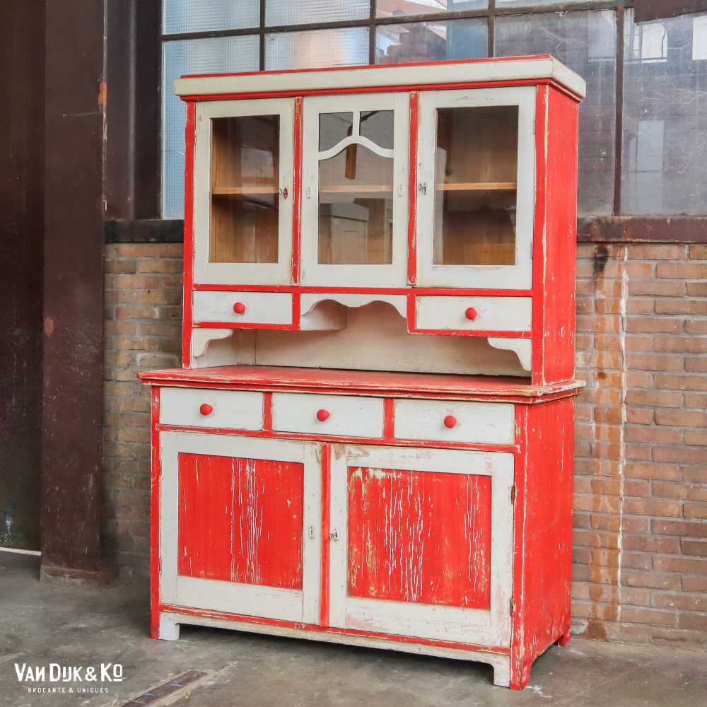 Brocante rode buffetkast - Afbeelding 2