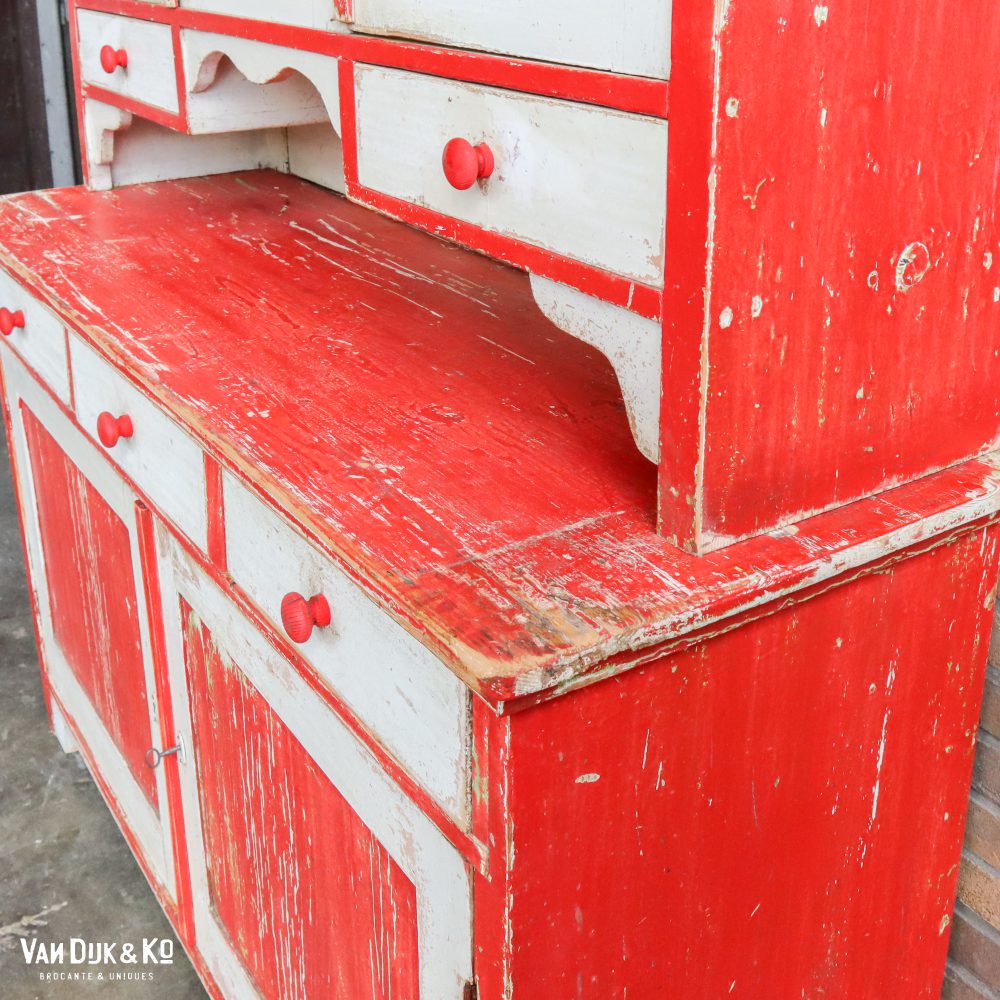 Brocante rode buffetkast - Afbeelding 7