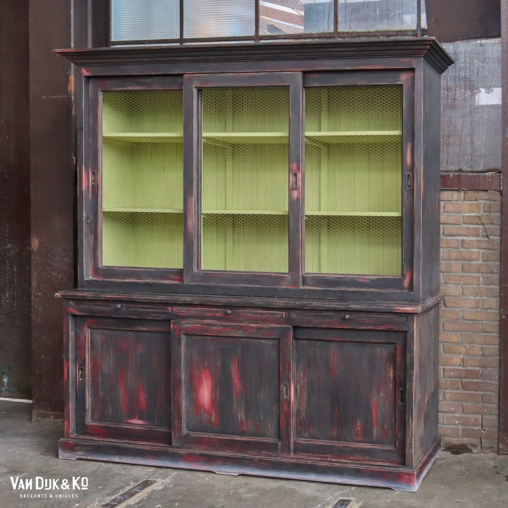 Vintage schoolkast met gaas - Afbeelding 2