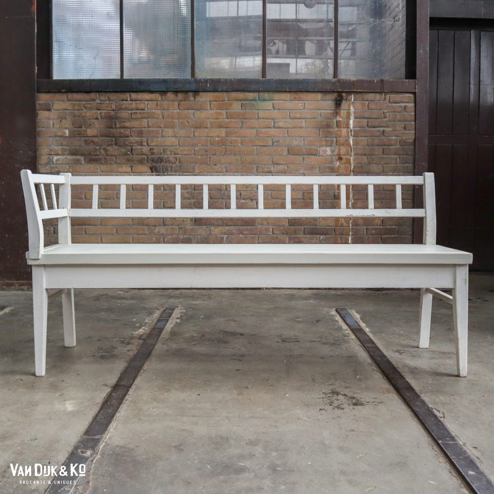 Houten witte bank - Afbeelding 2