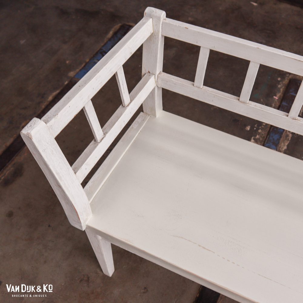 Houten witte bank - Afbeelding 3