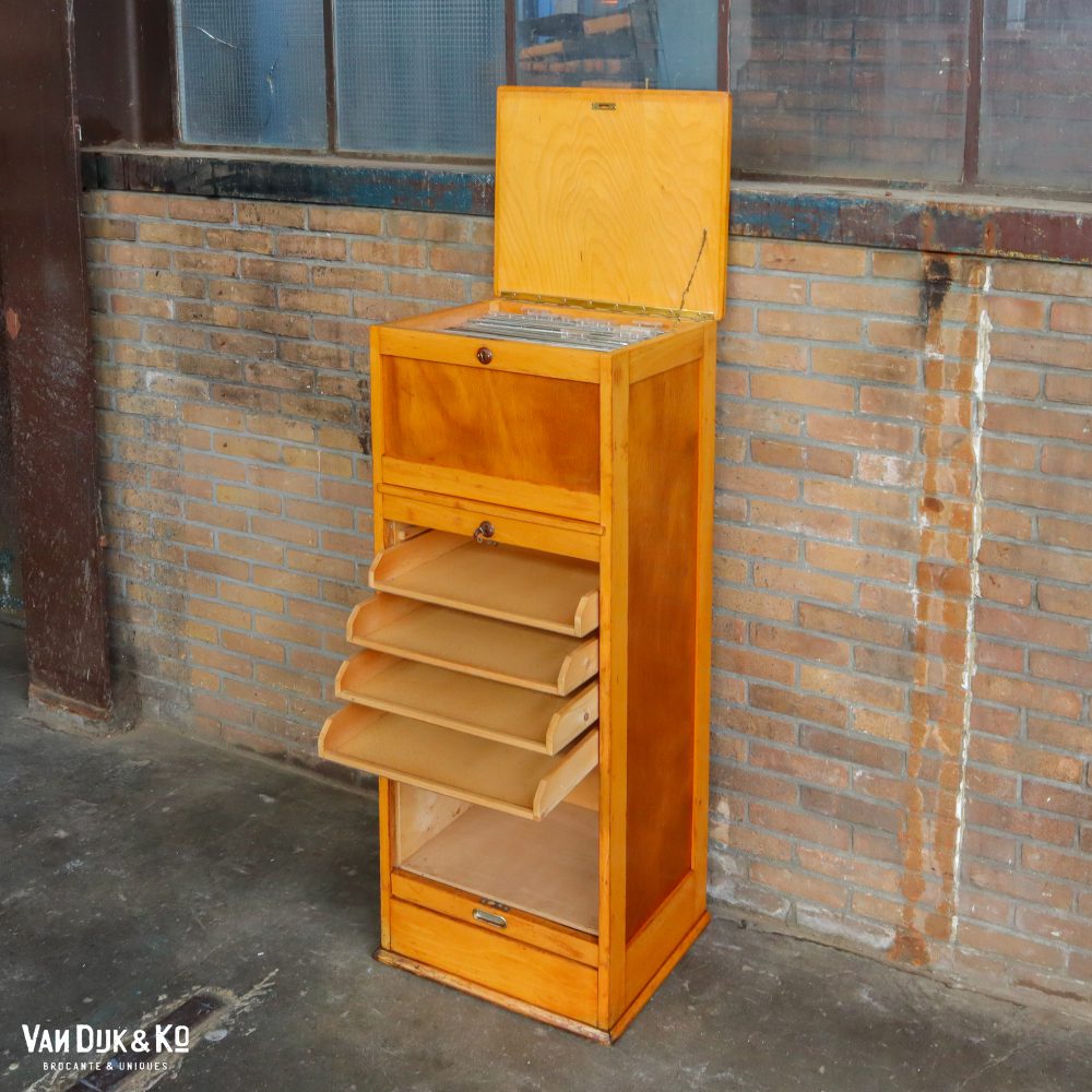 Vintage houten archiefkast - Afbeelding 3