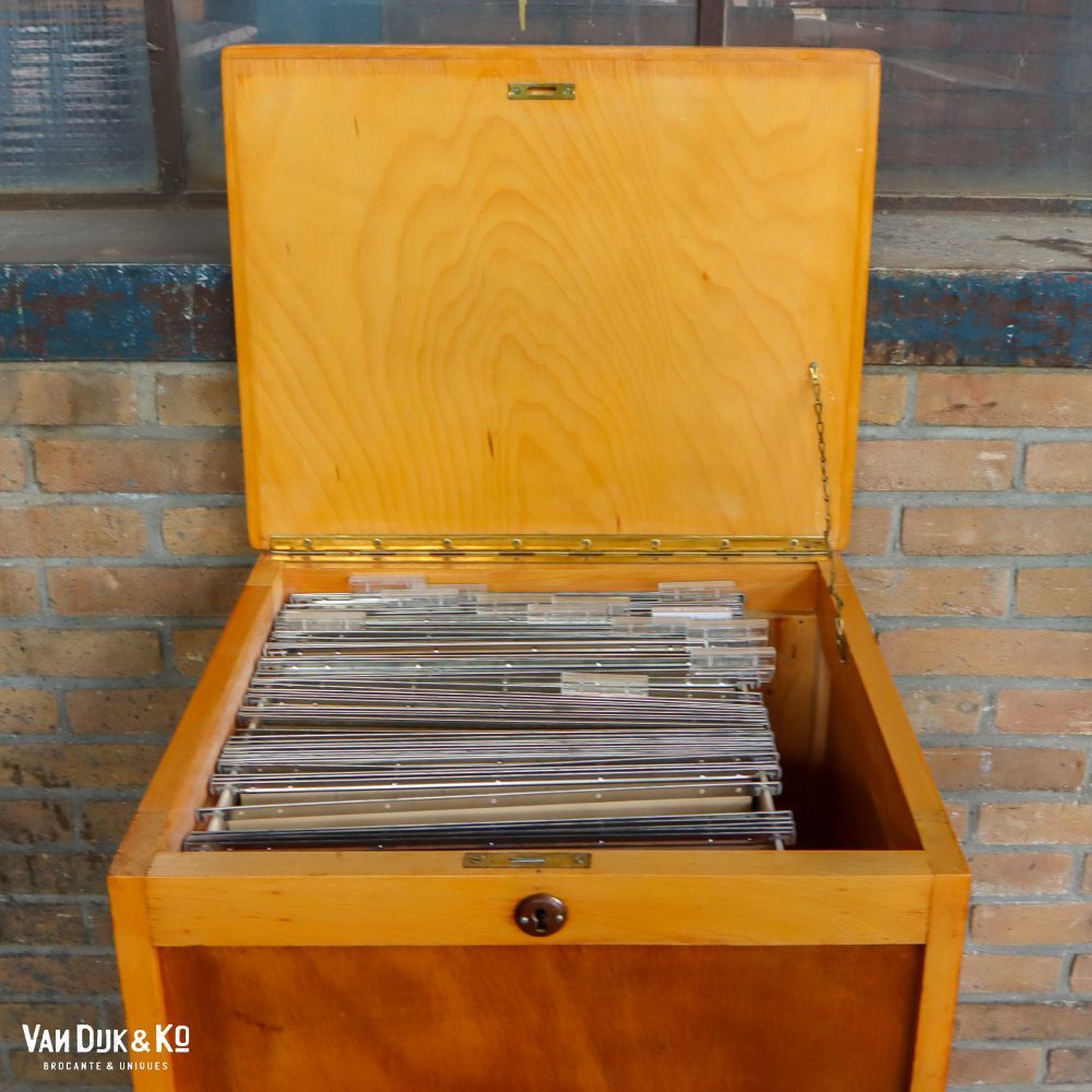 Vintage houten archiefkast - Afbeelding 4