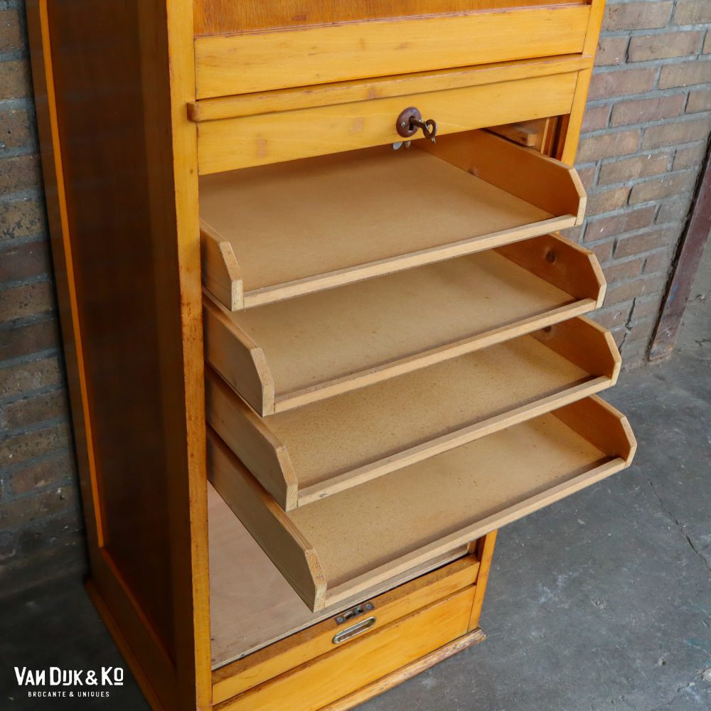 Vintage houten archiefkast - Afbeelding 5