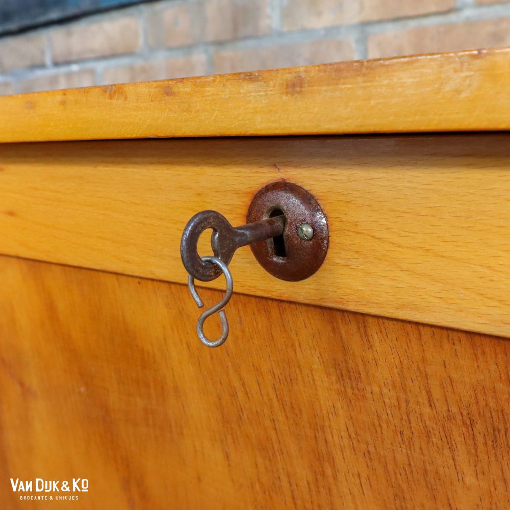 Vintage houten archiefkast - Afbeelding 8