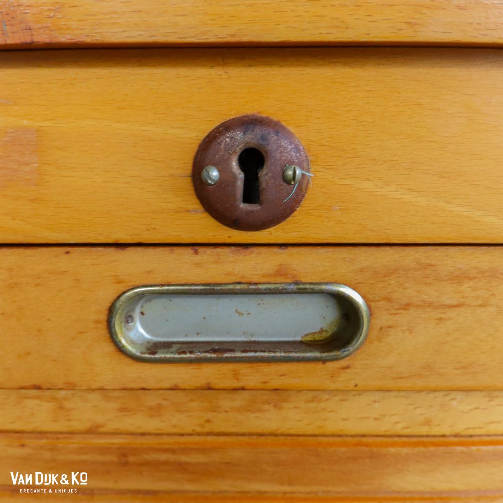 Vintage houten archiefkast - Afbeelding 9