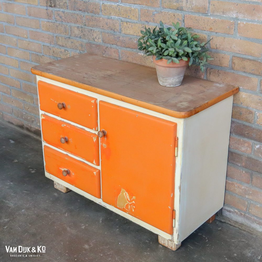 Brocante oranje kastje - Afbeelding 2