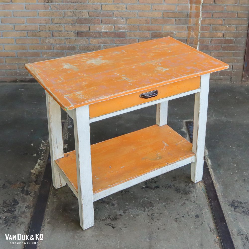 Brocante bureautje met grote la - Afbeelding 2