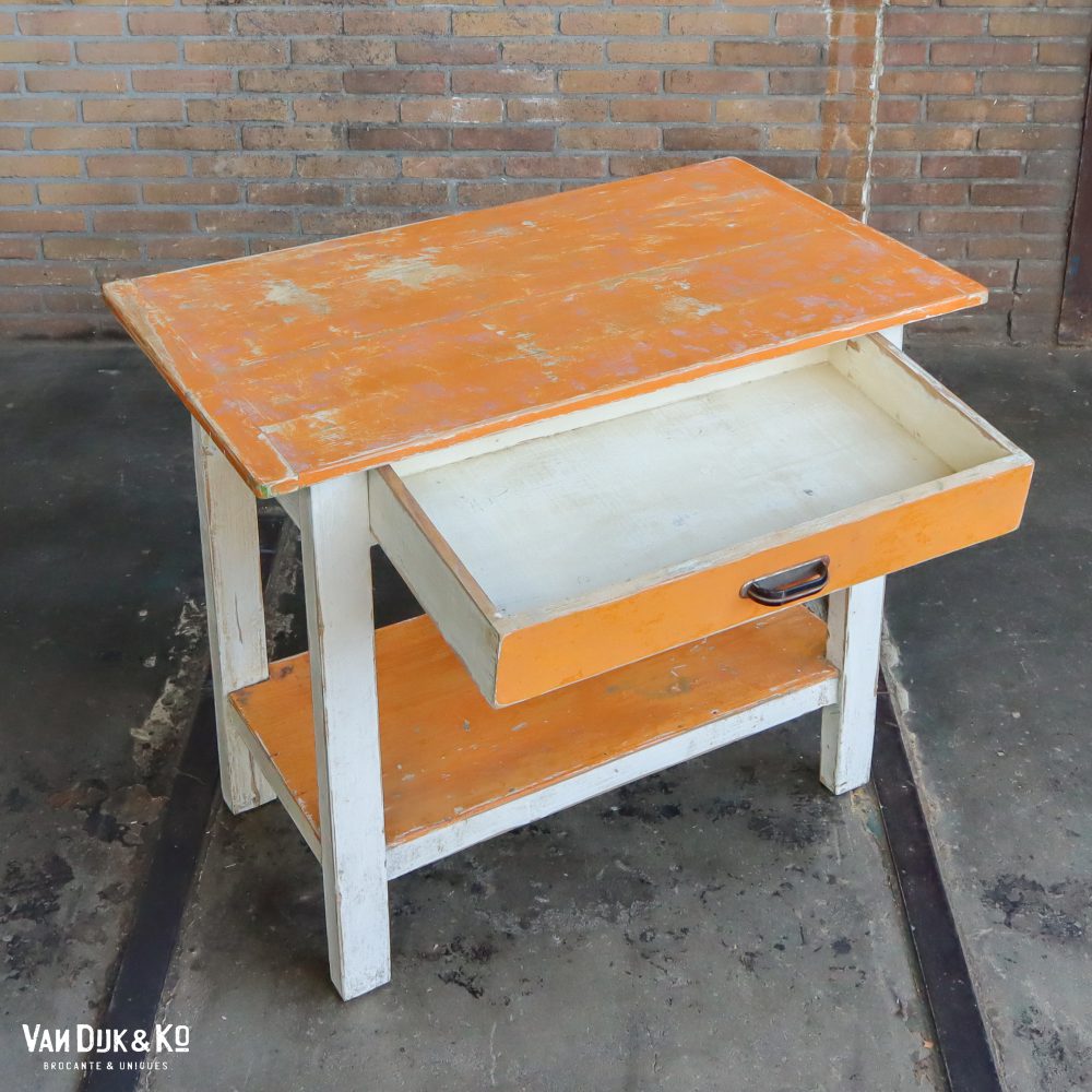 Brocante bureautje met grote la - Afbeelding 3
