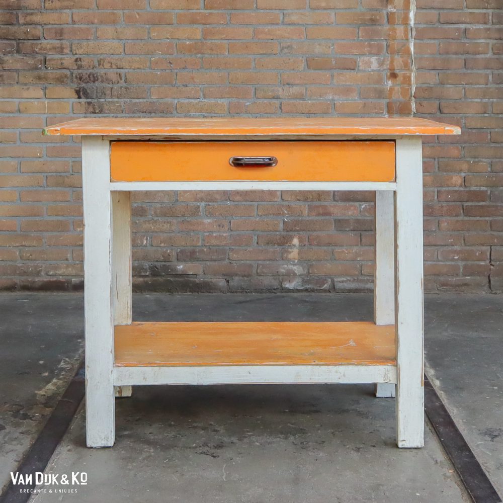 Brocante bureautje met grote la - Afbeelding 5