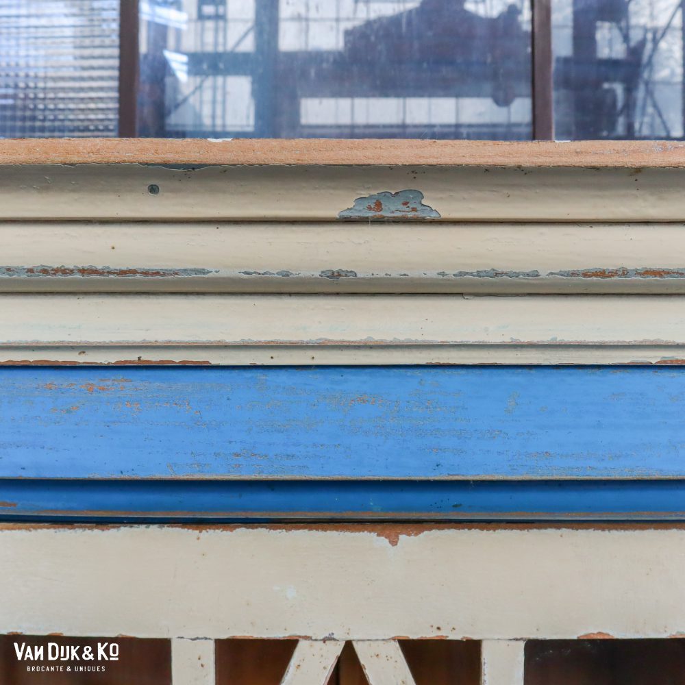 Brocante blauw/witte buffetkast - Afbeelding 5